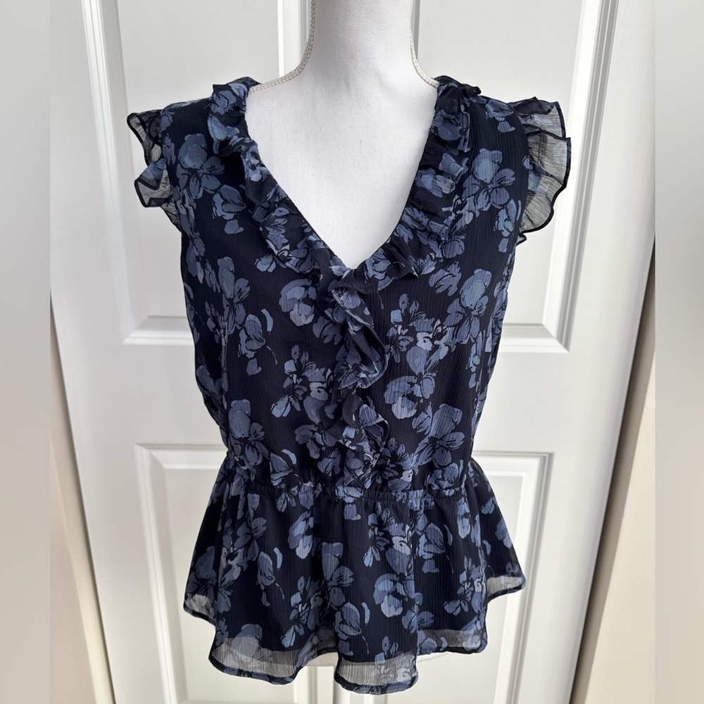 Banana Republic Fact. - Ruffled V-Neck Peplum Top (medium)